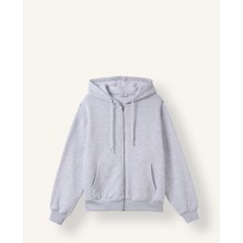 DeFacto Relax Fit Kapüşonlu Cepli Basıc Fermuarlı Sweatshirt C1809AX26WN