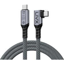 Usb4 Kablo 90 Derece Usb-C To Usb-C 40GBPS Veri Aktarım, 240W Pd Hızlı Şarj, 8K@60Hz Görüntü