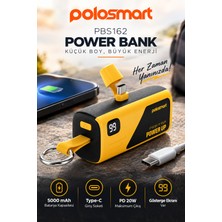 Polosmart PBS162 5000 Mah Powerbank Type-C Pd 20W Hızlı Şarj Dijital Ekranlı Taşınabilir Şarj Cihazı