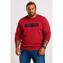 Moc Grande Mocgrande Erkek Büyük Beden Sıfır Yaka 3ip Sweat Core 1975 24209 Bordo