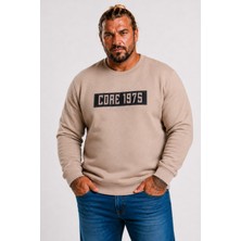 Moc Grande Mocgrande Erkek Büyük Beden Sıfır Yaka 3ip Sweat Core 1975 24209 CAMEL