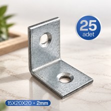 Badem10 (25 Adet) L Demir Gönye 15X20X20 mm ( 2mm ) Dolap Mobilya Köşe Bağlantı Aparatı