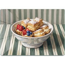 Decovetro Rustik Guaj Pasta Tatlı Tabağı Desenli Cam Kesme Tahtası ve Sunumluk 25 x 35 cm