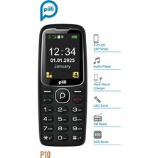 Piili P10 Tuşlu Cep Telefonu – Büyük Tuşlu, Sos Özellikli, Yaşlı, Öğrenci ve Asker Kullanımına Uygun – Siyah