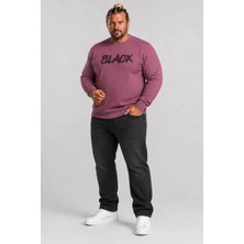 Moc Grande Mocgrande Erkek Büyük Beden Sıfır Yaka 3ip Sweat Black 24202 Eflatun