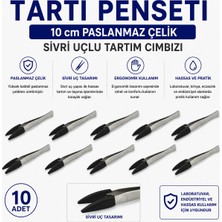 Labolist Tartı Penseti 10 cm Paslanmaz Çelik - Sivri Uçlu Tartım Cımbızı 10 Adet
