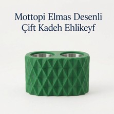 Mottopi Ehlikeyf Yeşil Elmas Desenli,2 Kadeh Yuvalı,Metal İç Hazneli,Termojelli Soğutucu