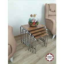 Evko Mobilya Buket Sehpa, 4'lü Zigon Sehpa, Servis Sehpası, Iç Içe Geçen Sehpa, Ahşap Sehpa, Dikdörtgen Sehpa