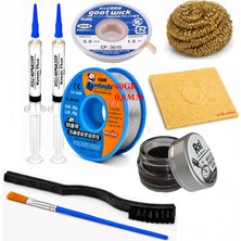 Smnr Elektronik Lehimleme Lehim Teli 0,8mm 40G 2’li Flux Havya Ucu Temizleyici  Seti CP-3015 Lehim Sökme Fitili Fırça SETI16