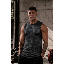 Serablanka Erkek Nem Emici Hızlı Kuruma Atletik Teknik Sporcu Sıfır Kol T-Shirt Siyah