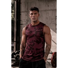 Serablanka Erkek Nem Emici Hızlı Kuruma Atletik Teknik Sporcu Sıfır Kol T-Shirt Bordo