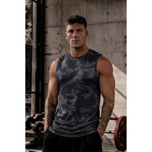 Serablanka Erkek Nem Emici Hızlı Kuruma Atletik Teknik Sporcu Sıfır Kol T-Shirt Lacivert