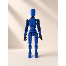 Tinylab 3D Robot Dummy Oynar Eklemli Hareketli Oyuncak Aksiyon Figürü 13 cm Mavi Siyah