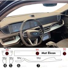 Ael-Tech Togg T10F Uyumlu Gösterge ve Yolcu Bilgi Ekranı, Iç Merkezi Kontrol Ekranı, Kamera, Ön Konsol Koruyucu 7li Set