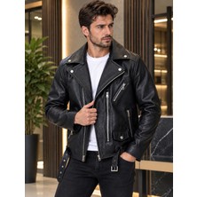 Suit Aydın Erkek Siyah Spor Deri Mont