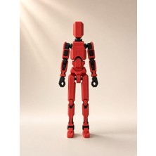 Tinylab 3D Robot Dummy Oynar Eklemli Hareketli Oyuncak Aksiyon Figürü 13 cm Kırmızı Siyah