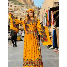 Yöresel Etnik Elbise Mardin %100 Doğal Pamuklu Renk-Sarı Özel Üretim!!