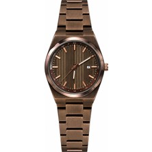 Aybars Erkek Kadın Kol Saati, Çelik Kordon, Bakır Renk Kadran Quartz Analog Bilek Saati