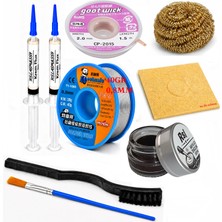 Smnr Elektronik Lehimleme Lehim Teli 0,8mm 40G 2’li Flux Havya Ucu Temizleyici  Seti CP-2015 Lehim Sökme Fitili Fırça SETI22
