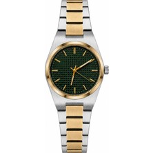 Aybars Erkek Kadın Kol Saati, Çelik Kordon, Yeşil Kadran Quartz Analog Bilek Saati