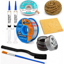 Smnr Elektronik Lehimleme Lehim Teli 0,8mm 40G 2’li Flux Havya Ucu Temizleyici  Seti CP-3515 Lehim Sökme Fitili Fırça SETI01