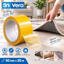 5N Vera Çift Taraflı Filmik Bant 50 mm x 20 Metre – Yüksek Yapışkanlı Kaydırmaz Halı, Kilim ve Paspas Sabitleme Montaj Bandı