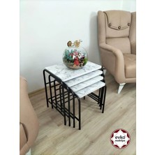 Evko Mobilya Buket Sehpa, 4'lü Zigon Sehpa, Servis Sehpası, Iç Içe Geçen Sehpa, Ahşap Sehpa, Dikdörtgen Sehpa