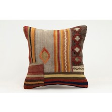 Kilim Wholesale El Yapımı Kilimden Yapılmış Vintage Kırlent Kılıfı, Yün, 40X40 cm