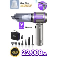Auhma AHV-09 Kablosuz Taşınabilir Araç İçi El Süpürgesi | 22000PA Güçlü Vakum | 4’ü 1 Arada Çok Amaçlı Temizlik