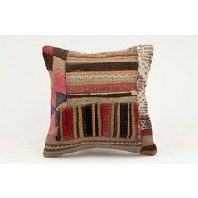 Kilim Wholesale El Yapımı Kilimden Yapılmış Vintage Kırlent Kılıfı, Yün, 40X40 cm