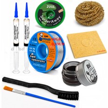 Smnr Elektronik Lehimleme Lehim Teli 0,8mm 40G 2’li Flux Havya Ucu Temizleyici  Seti 2UUL-2015 Lehim Sökme Fitili Fırça SETI28
