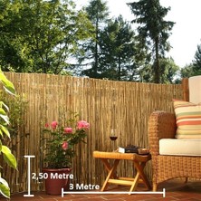 Tunalar Bambu Kamış Hasır 2,50 Metre x 3 Metre Doğal Bahçe Çiti Dekoratif Gölgelik