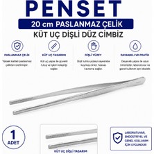 Labolist Penset 20 cm Paslanmaz Çelik - Küt Uç Dişli Düz Cımbız