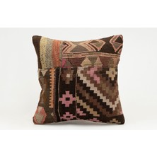 Kilim Wholesale El Yapımı Kilimden Yapılmış Vintage Kırlent Kılıfı, Yün, 40X40 cm