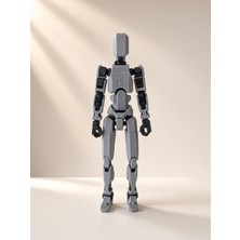 Tinylab 3D Robot Dummy Oynar Ehklemli Hareketli Oyuncak Aksiyon Figürü 13 cm Gri Siyah