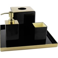Mikasa Moor Luna Siyah Gold Tepsili Banyo Seti 30x30x20c