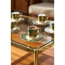 Acar Astier 24K Altın Detaylı 12 Parça 6 Kişilik Porselen Kahve Fincan Takımı - 90 ml