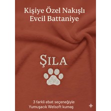 Kiremit Renkli Welsoft Kedi Köpek Battaniye Nakışlı Kişiselleştirilebilir
