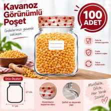Palpak Kalp Desenli Büyük Boy Kavanoz Görünümlü Kilitli Doypack Saklama Poşeti (17X27CM - 1000ML) 100 Adet