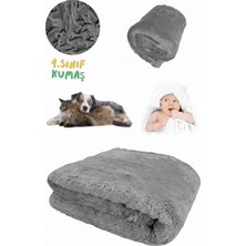 Yumuşak Peluş Evcil Hayvan Battaniyesi, Antrasit Renk, Konfor ve Sıcaklık