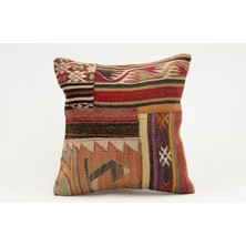 Kilim Wholesale El Yapımı Kilimden Yapılmış Vintage Kırlent Kılıfı, Yün, 40X40 cm