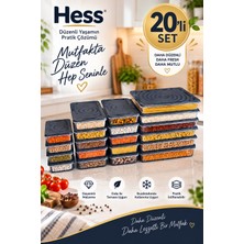 Hess Mikrodalga ve Difriz Uyumlu 20 Adet Saklama Kabı Seti 2400MLX6+1200X10+600X4