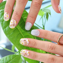 Takma Takma Takma Tırnak Gümüş Nail Art Kısa Yuvarlak 10'lu Tekrar Kullanılabilir El Yapımı Protez Takma Tırnak EKYL3015  Gümüş-M