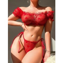 Ang Butik Kırmızı Sütyen Külot Takım