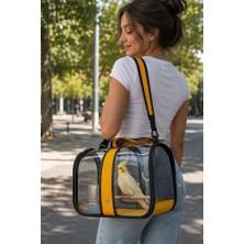 Ens Plastik Kuş Taşıma Çantası Tünekli - 30X22X20CM - Sarı
