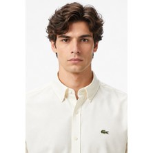 Lacoste Mens Regular Fit Cream Shirt Standart Kesim Erkek Gömlek Krem