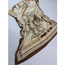 Lüks Vual Ipek Şal Fular Zincir Desen Çift Taraflı 70 x 180 cm