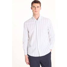 Ted Baker Beyaz Erkek Comfort Fit Çizgili Gömlek TBMRSH2013