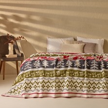 Matmel Soft Nordic Pamuklu Çift Kişilik Battaniye - Kırmızı / Yeşil - 200X220 cm