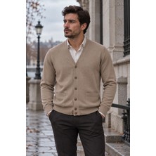 Beyome Erkek %100 Cotton V Yaka Düğmeli Hırka-Süveter Yandan Cepli Triko Günlük Şık Rahat Kesim
